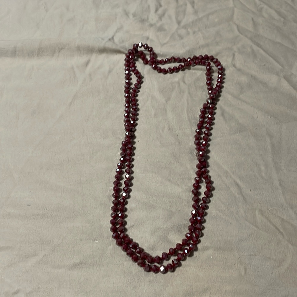 burgundy red beaded necklace